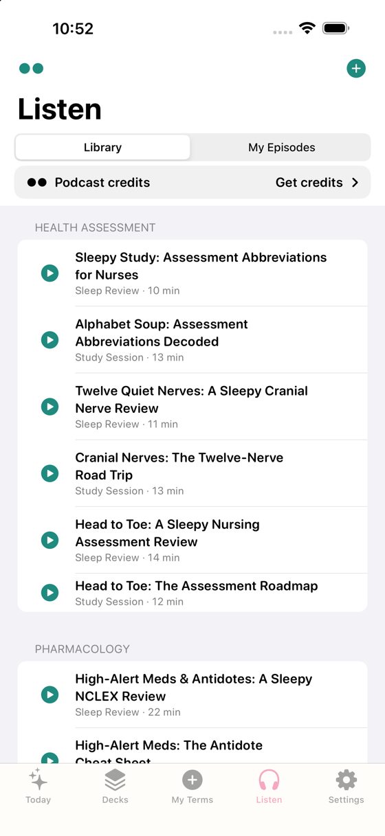 NurseLingo study podcast library