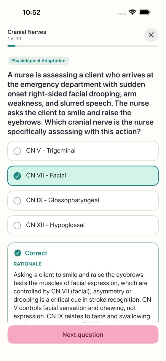 An NCLEX-style practice question with its rationale